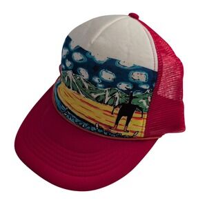 Smartwool x Abby Paffrath Red Mesh Trucker Hat Mountain Graphic Snapback Cap